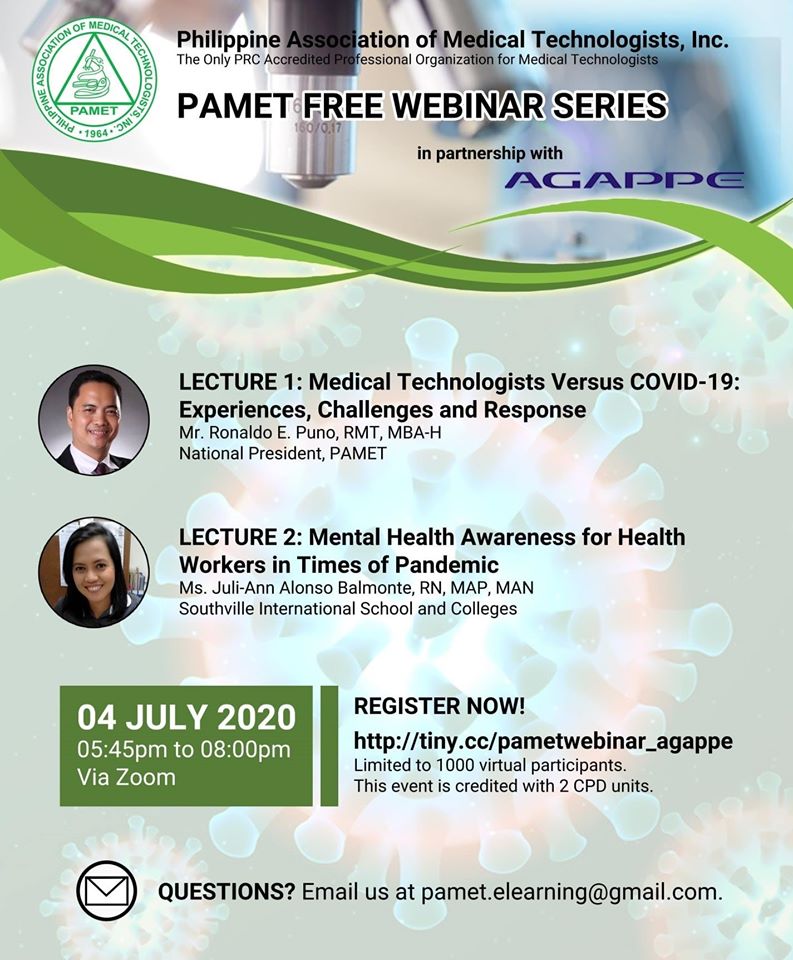 PAMET Free Webinar Series in partnership with Agappe